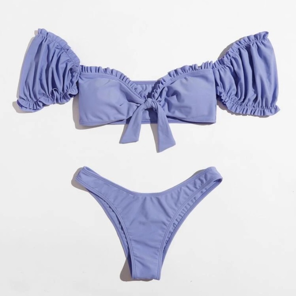 Frill Trim Knot Bikini Swimsuit